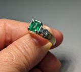 Emerald and Diamonds in Platinum and 14kt Gold Ring