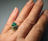 Emerald and Diamonds in Platinum and 14kt Gold Ring
