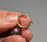 Large Round Dark Freshwater Pearl, 14kt Gold Earrings