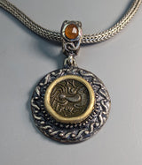 Celtic Horse, BI Stater, Sterling Silver and 14kt Gold Pendant