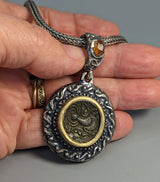 Celtic Horse, BI Stater, Sterling Silver and 14kt Gold Pendant