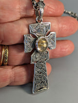 Sterling Silver Fahan Mura Celtic Cross with Rutilated Quartz
