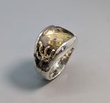 Rutilated Quartz Sterling Silver and 14kt Gold Ring