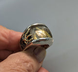 Rutilated Quartz Sterling Silver and 14kt Gold Ring