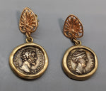 Ancient Roman Coins, Emperor and Wife,  in 14kt Gold Earrings