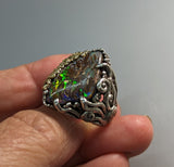 Yowah Opal, Sterling Silver and 14kt Gold Ring