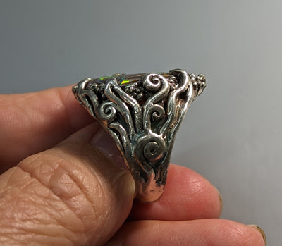 Yowah Opal, Sterling Silver and 14kt Gold Ring