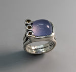 Lavender Chalcedony, Sterling Silver Ring with Yellow Sapphires