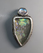 Bactrian Glass, Sterling Silver Pendant with Rainbow Moonstone