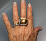 BRAND NEW! Marra Mamba Tiger Eye, Sterling Silver Ring with Faces