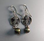 Sterling Silver Owl Ancient Coin Replica Earrings