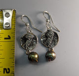 Sterling Silver Owl Ancient Coin Replica Earrings
