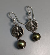 Sterling Silver Bee Ancient Coin Replica Earrings