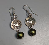 Sterling Silver Celtic Pony Ancient Coin Replica Earrings