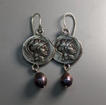 Sterling Silver Athena Ancient Coin Replica Earrings
