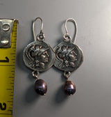 Sterling Silver Athena Ancient Coin Replica Earrings