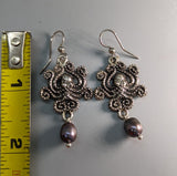 Sterling Silver Octopus Earrings with Pearl Drops