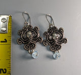 Sterling Silver Octopus Earrings with Aquamarine Beads