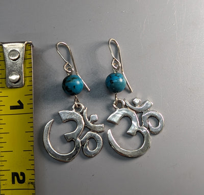 Sterling Silver Ohm Earrings with Turquoise