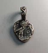 Sterling Silver Owl Ancient Coin Replica Pendant
