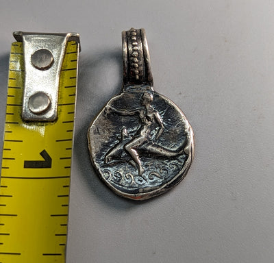Sterling Silver Taras on Dolphin Ancient Coin Replica Pendant