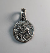 Sterling Silver Taras on Dolphin Ancient Coin Replica Pendant