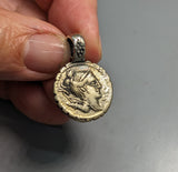 Sterling Silver Diana Ancient Coin Replica Pendant