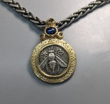 Bee, AR Tetradrachm, 14kt Gold Pendant with Emerald on Bail