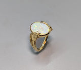 Andamooka opal, 14kt Gold Ring with Leaves