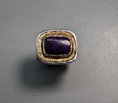 Sugilite, Sterling Silver and 14kt Gold Ring