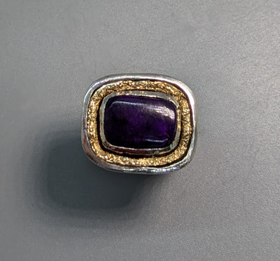 Sugilite, Sterling Silver and 14kt Gold Ring