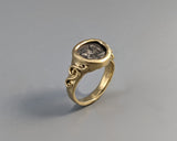 Istros, The Twins, Ancient AR 1/4 Drachm, 14kt Gold Ring