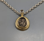 Ancient Coin, Owl, AR Drachm, 14kt Gold Pendant