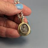 Ancient Coin, Owl, AR Drachm, 14kt Gold Pendant