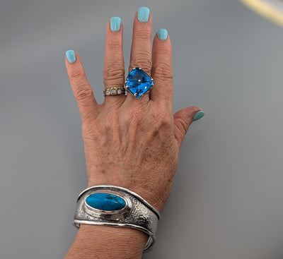 Fine Kingman Turquoise, Sterling Silver Cuff Bracelet