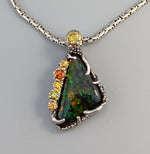 Ammolite, Sterling Silver and 14kt Gold Pendant