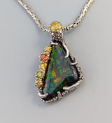 Ammolite, Sterling Silver and 14kt Gold Pendant