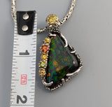 Ammolite, Sterling Silver and 14kt Gold Pendant