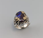 Yowah Boulder Opal, Sterling Silver and 14kt Gold Ring