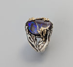 Yowah Boulder Opal, Sterling Silver and 14kt Gold Ring