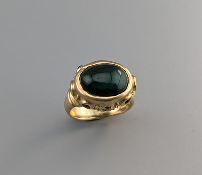 Fine Green Tourmaline, 14kt Gold Ring