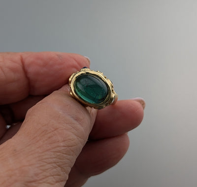 Fine Green Tourmaline, 14kt Gold Ring