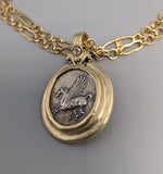 Ancient Coin, Pegasus, AR Stater, 14kt Gold 2 Sided Pendant