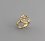 Pony, AR Obol, 14kt Gold Ring with Rose Cut Diamonds