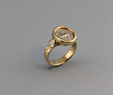 Pony, AR Obol, 14kt Gold Ring with Rose Cut Diamonds