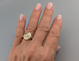 Pony, AR Obol, 14kt Gold Ring with Rose Cut Diamonds