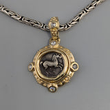 Pony, AR Tetrobol, 14kt Gold Pendant with Rose Cut Diamonds