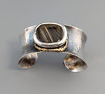 Sterling Silver and 14kt Gold Cuff Bracelet with Rutilated Quartz