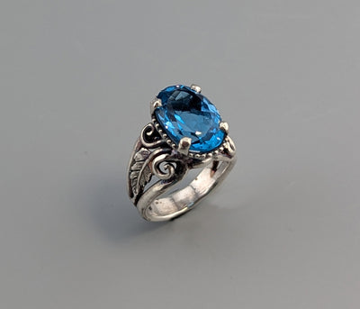 Blue Topaz, Sterling Silver Ring