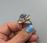 Lavender Chalcedony, Sterling Silver and 14kt Gold Ring